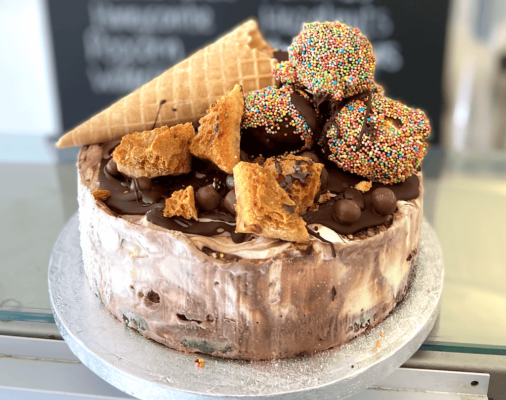 Bears Ice Cream, Epic Celebration Cake, chocolate, waffle cones, honeycomb