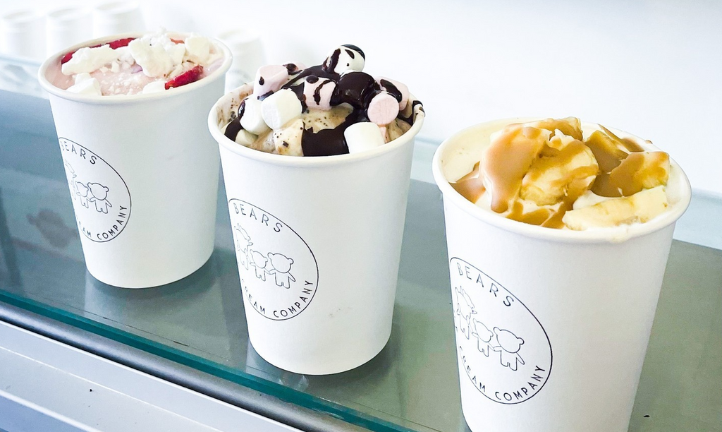 Bears Ice Cream cups of ice cream in creative flavours with toppings