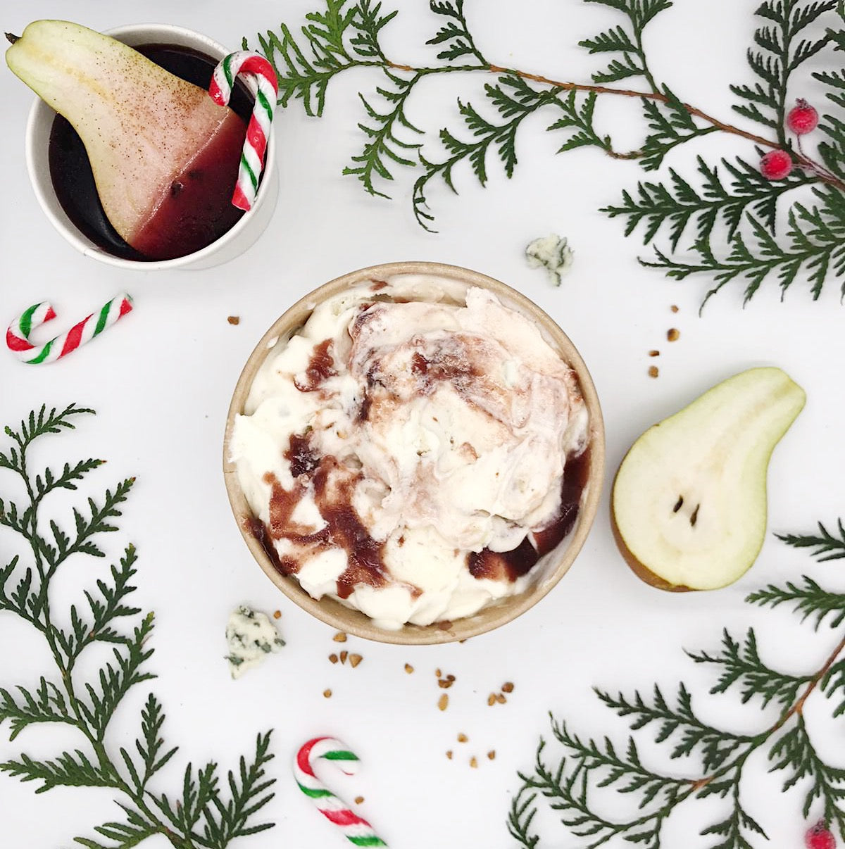 Kentish Blue, Hazelnut & Mulled Pear Swirl Ice Cream bearsicecream